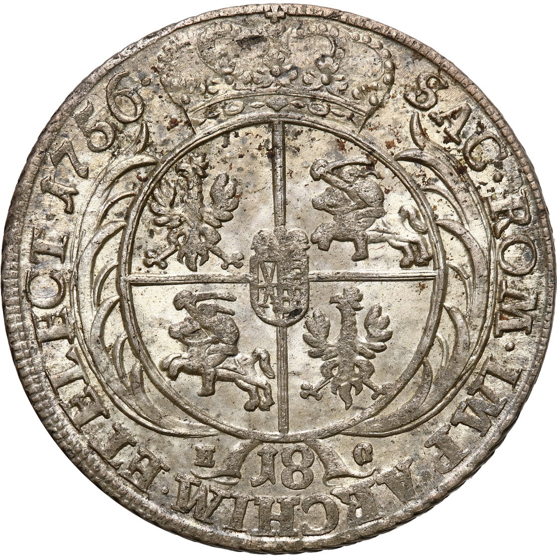 August III Sas. Ort (18 groszy) 1756, Lipsk PIĘKNY